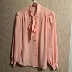 Chic Blush Blouse with Neck Tie